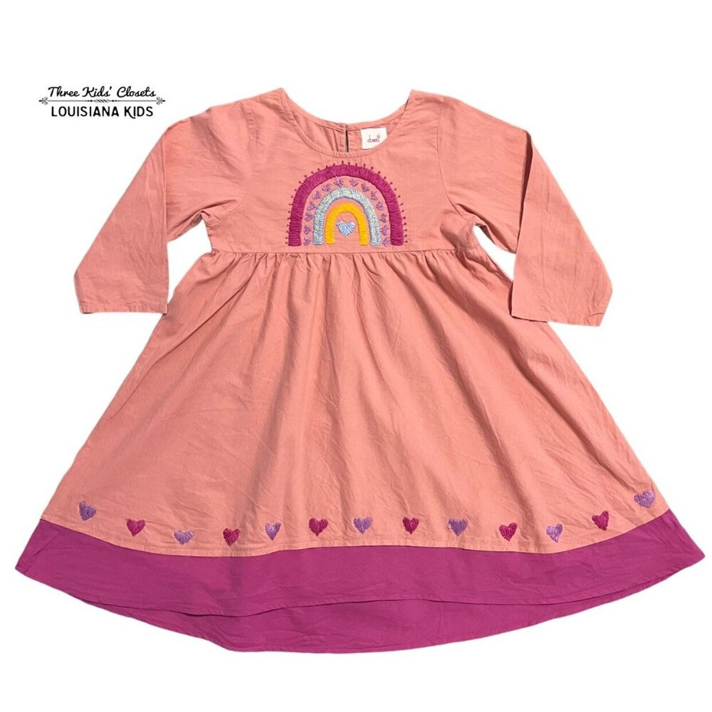 Cheeni 7Y Embroidered Rainbow Heart Olivia Dress